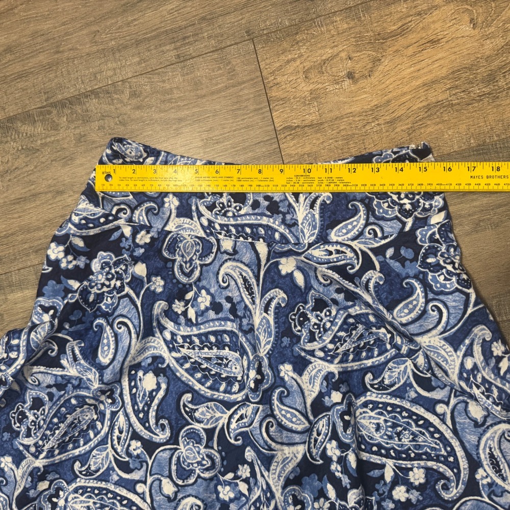 Lauren Ralph Lauren Petite Blue Paisley Cotton A-Line Skater Skirt 6P Floral - Picture 5 of 5